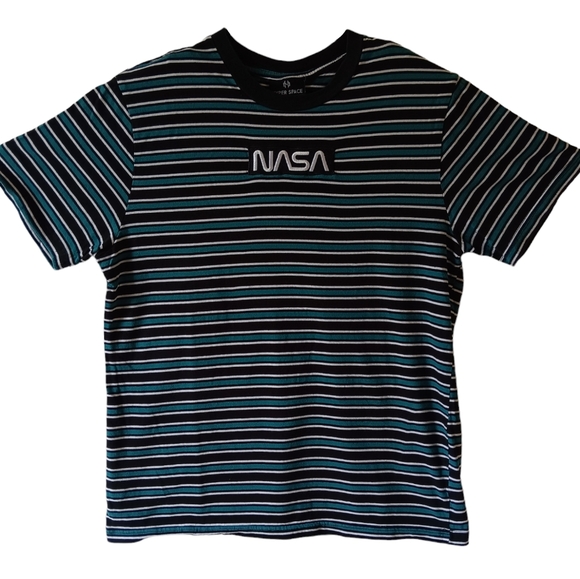 Hyper Space NASA men's multicolored striped short-sleeve t-shirt size M - Picture 2 of 8